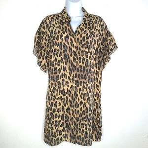 Alice + Olivia Jude Ruffle Button-Down Tunic Mini Dress Size S